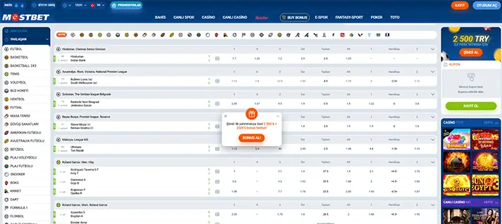 Mostbet com' spor etkinlikleri