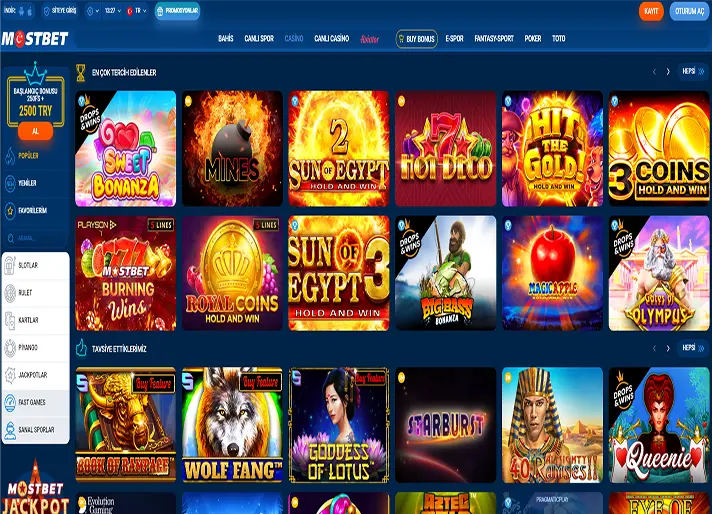 Mostbet kumarhanesindeki popüler slotlar