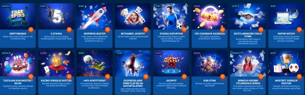 Bonus sodiqlik dasturi Most Bet